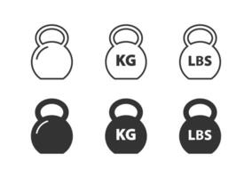 poids kg. kg poids icône. Facile plat et contour icône. sport symbole. vecteur illustration.