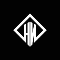 monogramme du logo hn avec modèle de conception de style rotation carrée vecteur