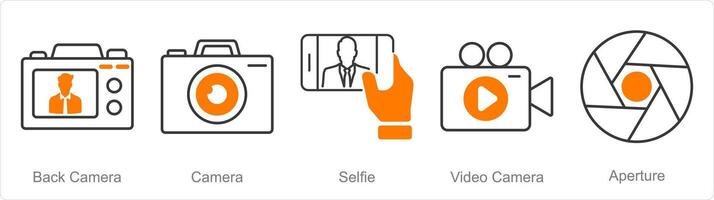 une ensemble de 5 la photographie Icônes comme retour caméra, caméra, selfie vecteur