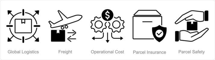 une ensemble de 5 logistique Icônes comme global logistique, fret, opérationnel Coût vecteur