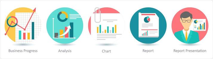 une ensemble de 5 affaires Icônes comme affaires analyse, analyse, graphique vecteur