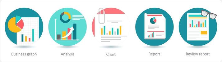 une ensemble de 5 affaires Icônes comme affaires graphique, analyse, graphique vecteur