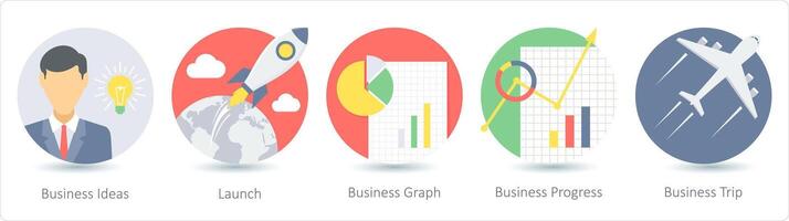 une ensemble de 5 affaires Icônes comme affaires des idées, lancement, affaires graphique vecteur