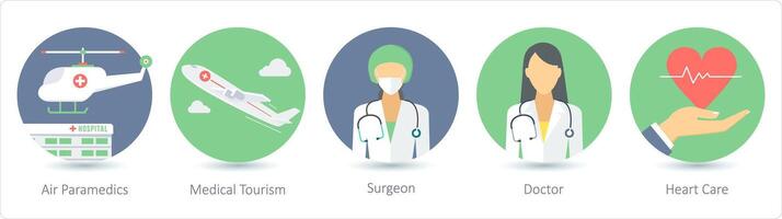 une ensemble de 5 médical Icônes comme air paramédicaux, médical tourisme, chirurgien vecteur