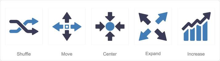 une ensemble de 5 flèches Icônes comme mélanger, déplacer, centre vecteur