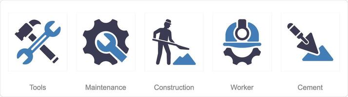 une ensemble de 5 construire Icônes comme outils, entretien, construction vecteur