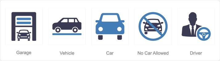 une ensemble de 5 voiture Icônes comme garage, véhicule, voiture vecteur