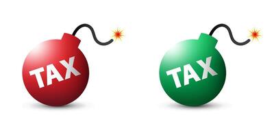 impôt bombe dans vert et rouge couleurs. affaires concept. vecteur illustration.