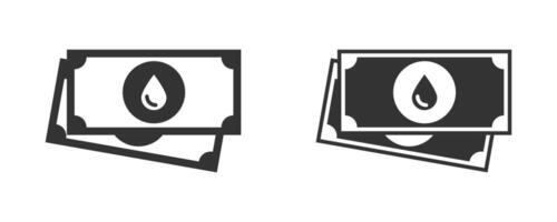 pétrole argent icône. en espèces icône avec pétrole laissez tomber signe. vecteur illustration.