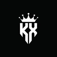 style d'emblème monogramme logo kx avec modèle de conception de forme de couronne vecteur