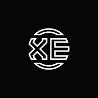 monogramme du logo xe avec un modèle de conception arrondi de cercle d'espace négatif vecteur