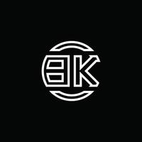 monogramme du logo bk avec un modèle de conception arrondi de cercle d'espace négatif vecteur