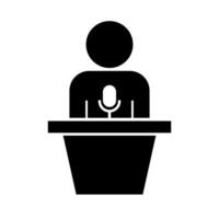 podium avec microphone et politicien silhouette icône. vecteur. vecteur