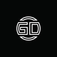 monogramme du logo gd avec un modèle de conception arrondi de cercle d'espace négatif vecteur