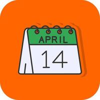 14e de avril rempli Orange Contexte icône vecteur