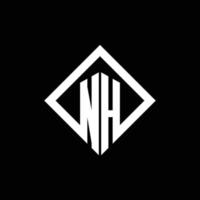 monogramme du logo nh avec modèle de conception de style rotation carrée vecteur