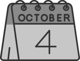4e de octobre ligne rempli niveaux de gris icône vecteur