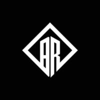 monogramme du logo br avec modèle de conception de style rotation carrée vecteur