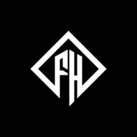 monogramme du logo fh avec modèle de conception de style rotation carrée vecteur