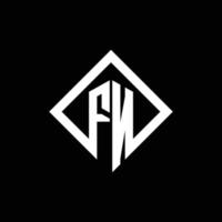 monogramme du logo fn avec modèle de conception de style rotation carrée vecteur