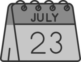 23ème de juillet ligne rempli niveaux de gris icône vecteur