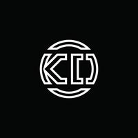 monogramme du logo ko avec modèle de conception arrondi de cercle d'espace négatif vecteur