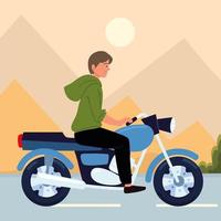 jeune homme à moto vecteur