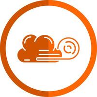 vent nuage glyphe Orange cercle icône vecteur
