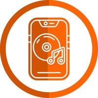 la musique joueur glyphe Orange cercle icône vecteur