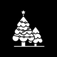 Noël arbre glyphe inversé icône vecteur