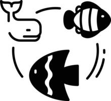 poisson-ichtyologie glyphe et ligne vecteur illustration