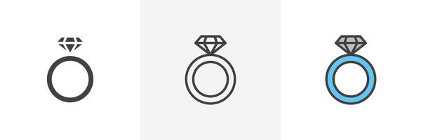 icône de bague en diamant vecteur
