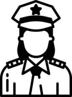 femme police glyphe et ligne vecteur illustration