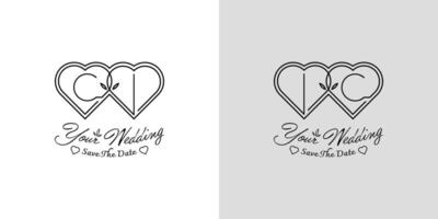 des lettres ci et ic mariage l'amour logo, pour des couples avec c et je initiales vecteur