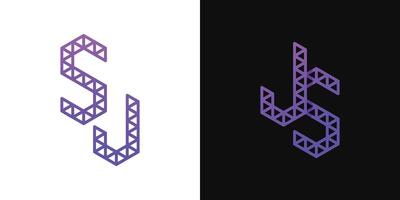 des lettres js et sj polygone logo, adapté pour affaires en relation à polygone avec js ou sj initiales vecteur