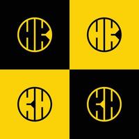 Facile hk et kh des lettres cercle logo ensemble, adapté pour affaires avec hk et kh initiales vecteur