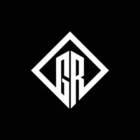 monogramme du logo gr avec modèle de conception de style rotation carrée vecteur