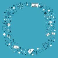 cadre avec des icônes du design plat de vacances de la fête de l'indépendance d'israël vecteur