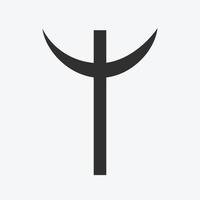 combinaison de croissant avec des symboles religieux croisés dans l'icône du design plat noir vecteur