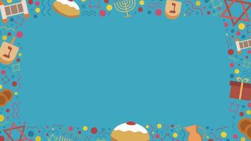 cadre avec des icônes du design plat de vacances de hanukkah vecteur