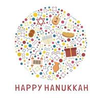 icônes du design plat de vacances de hanukkah en forme ronde avec du texte en anglais vecteur