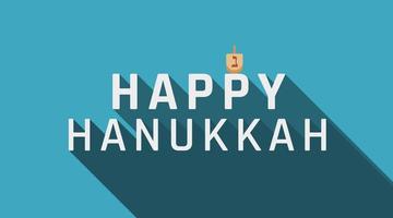 salutation de vacances de hanukkah avec icône dreidel et texte en anglais vecteur