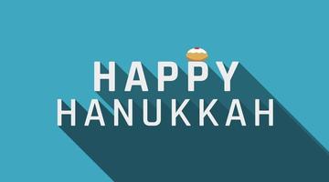 salutation de vacances de hanukkah avec icône sufganiyah et texte anglais vecteur