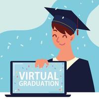 étudiant en fin d'études virtuelles vecteur