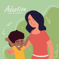 adoption, mère et fils vecteur