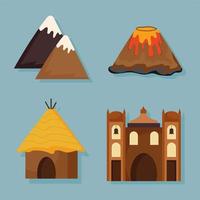 Pérou pays quatre icônes vecteur