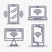 quatre icônes de signal sans fil vecteur