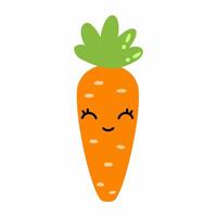 mignonne marrant carotte avec visage et émotions. vecteur isolé illustration pour les enfants.