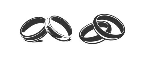 mariage anneaux icône ensemble. vecteur illustration conception.