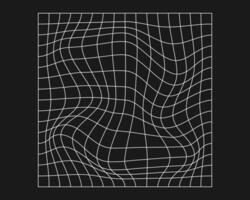 déformé cyber grille. cyberpunk géométrie élément y2k style. isolé blanc engrener sur noir Contexte. vecteur mode illustration.
